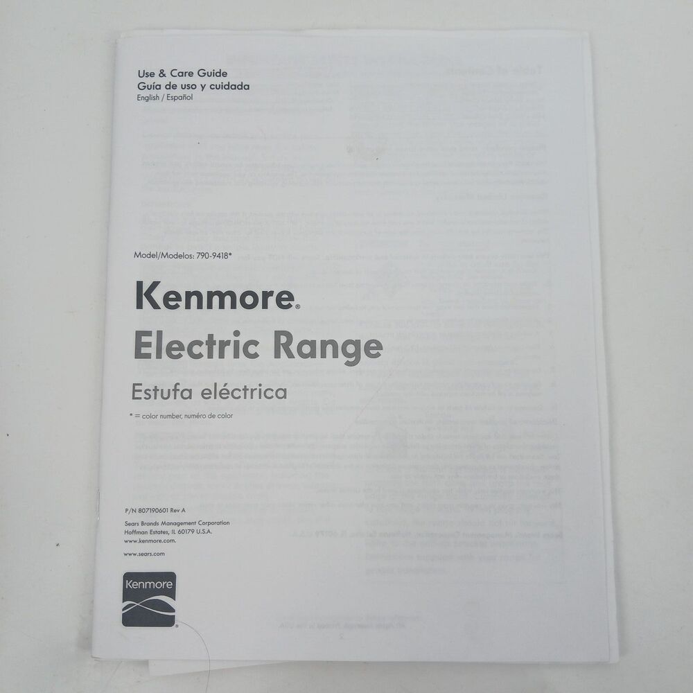Kenmore Electric Range Owners Manual User Guide Installation Book model 790-9418